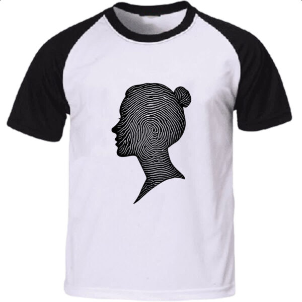 Camiseta Raglan Silhueta mulher impressao digital