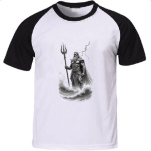Camiseta Raglan Poseidon esboco a lapis