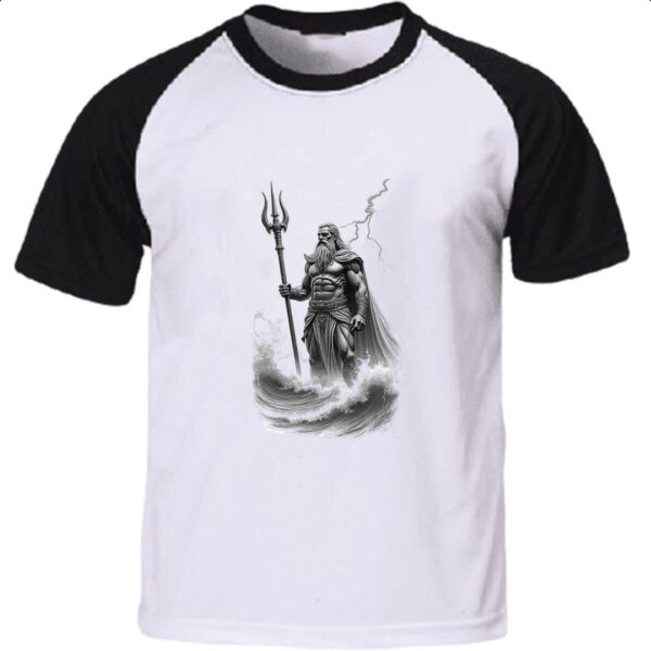 Camiseta Raglan Poseidon esboco a lapis