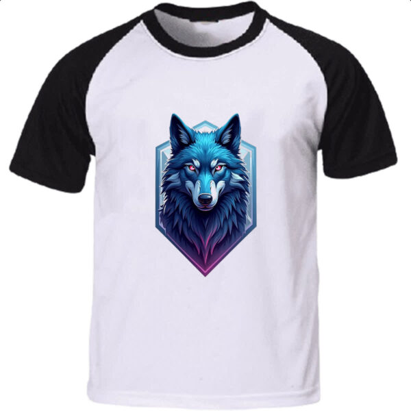 Camiseta Raglan Lobo Azul Logo
