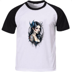 Camiseta Raglan Vampira watercolor ilustracao