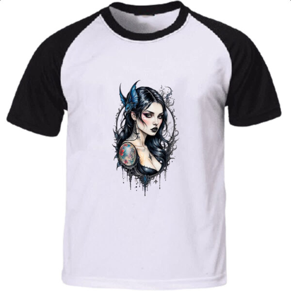 Camiseta Raglan Vampira watercolor ilustracao