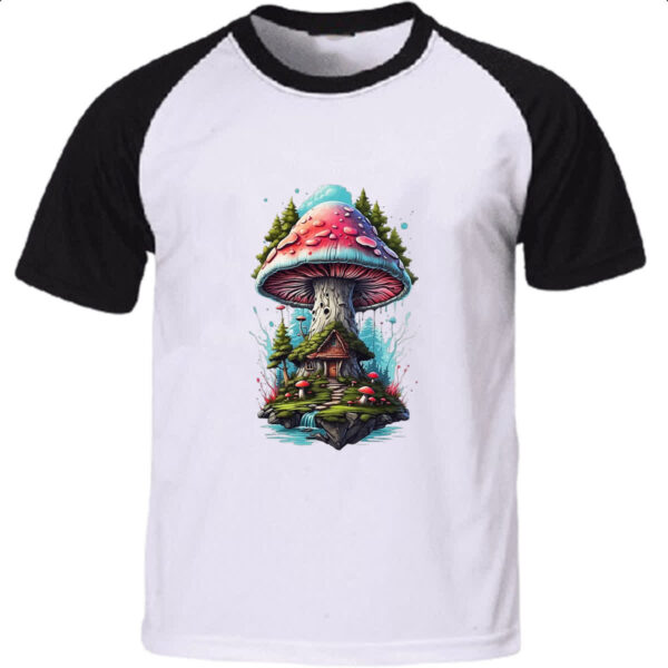 Camiseta Raglan Cogumelo casa dos duendes