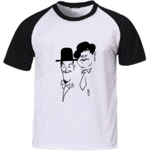 Camiseta Raglan Gordo e o magro linear art
