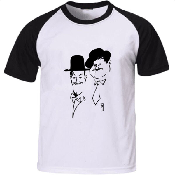 Camiseta Raglan Gordo e o magro linear art