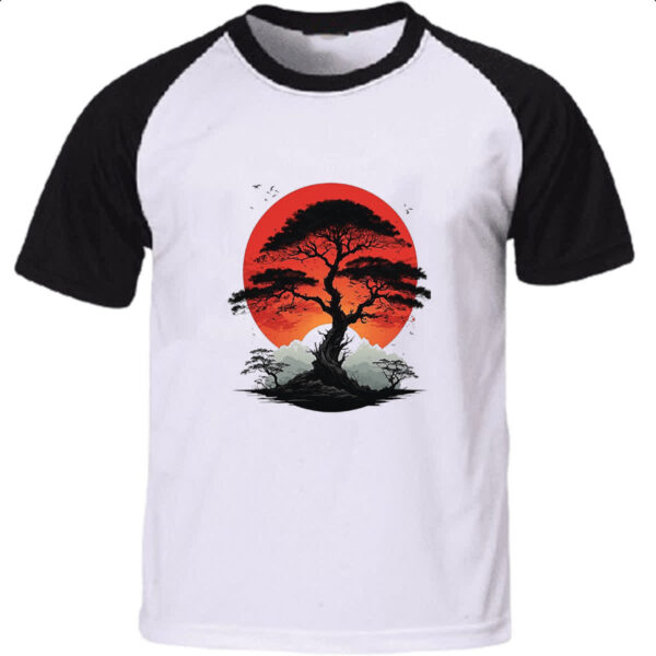 Camiseta Raglan Bonsai sunset art