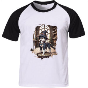 Camiseta Raglan Gato Bruxo da Fortuna