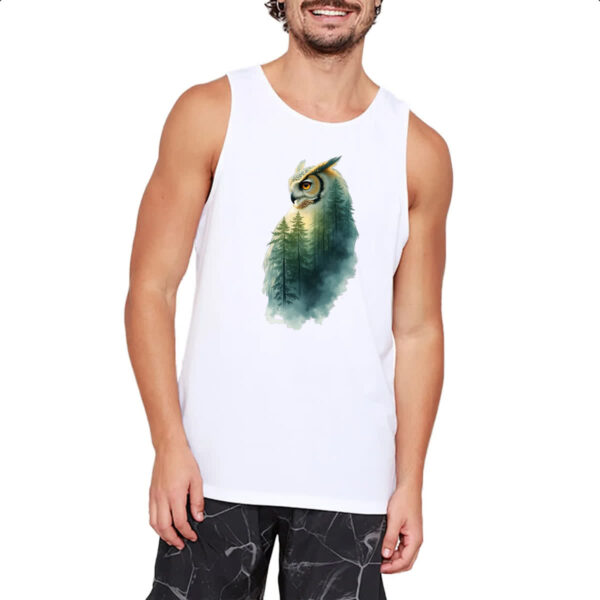 Camiseta Regata Coruja e Floresta dupla exposicao - Imagem 2
