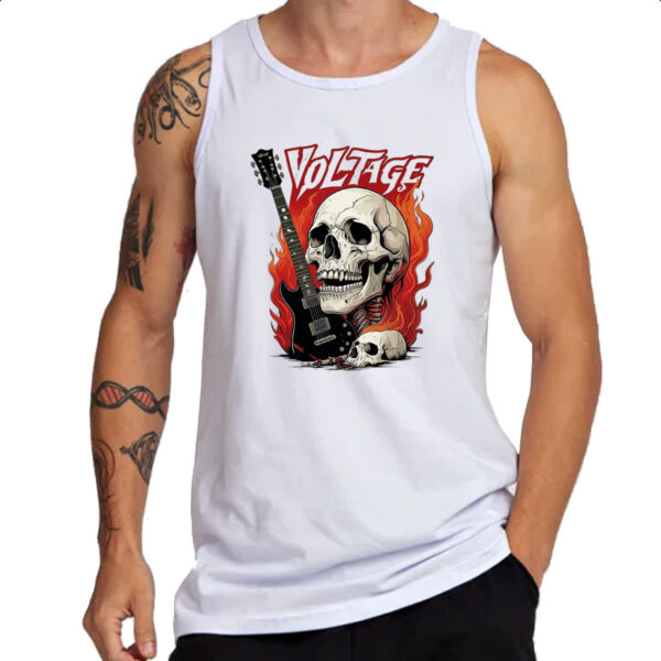 Camiseta Regata Caveira rock guitarra voltage - Imagem 3