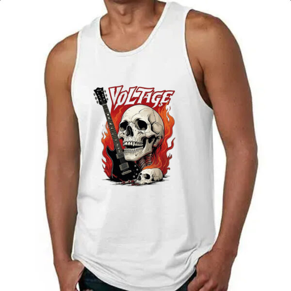 Camiseta Regata Caveira rock guitarra voltage - Imagem 4