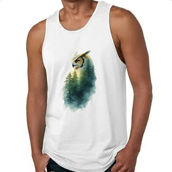 Camiseta Regata Coruja e Floresta dupla exposicao - Imagem 4