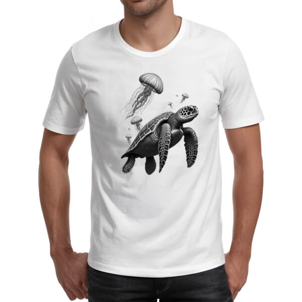 Camiseta Unissex Tartaruga Marinha e Aguas vivas - Imagem 2
