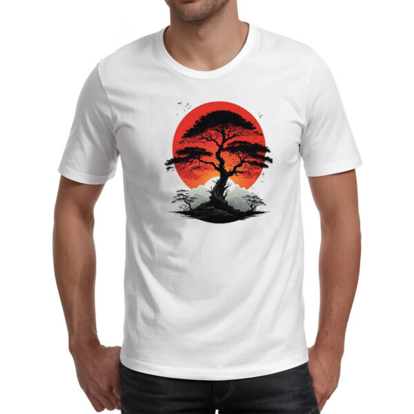 Camiseta Unissex Bonsai sunset art - Imagem 2