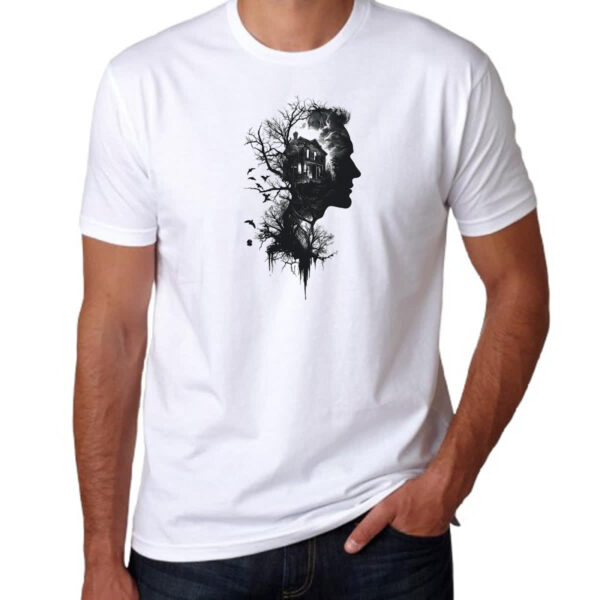 Camiseta Unissex Silhueta Cabana na Floresta - Imagem 3