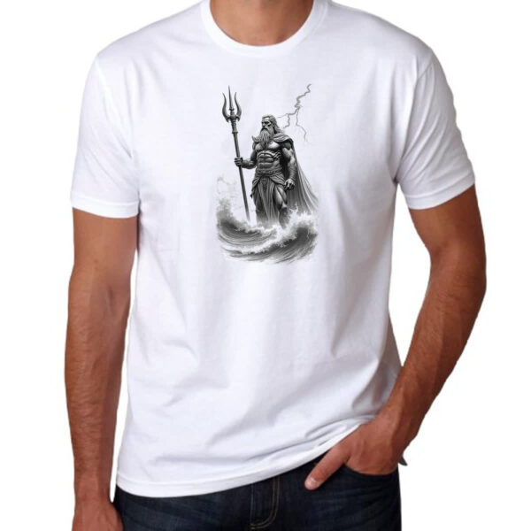 Camiseta Unissex Poseidon esboco a lapis - Imagem 3