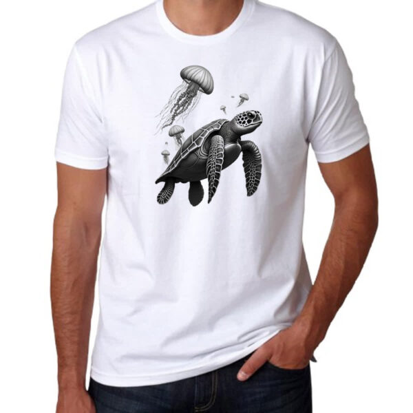Camiseta Unissex Tartaruga Marinha e Aguas vivas - Imagem 3