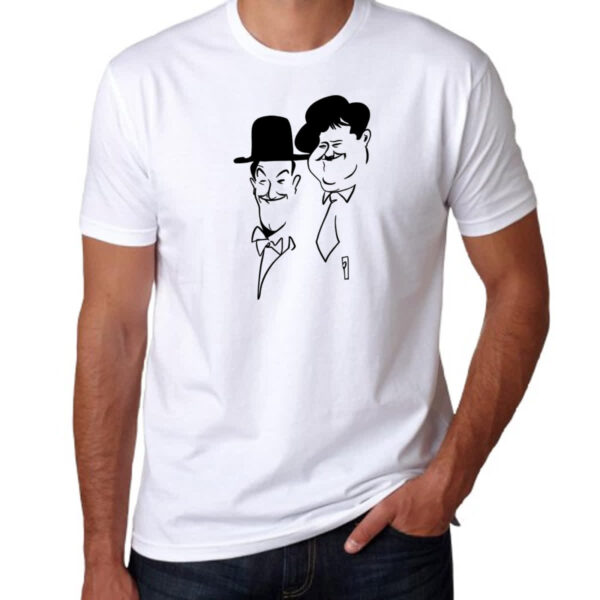 Camiseta Unissex Gordo e o magro linear art - Imagem 3