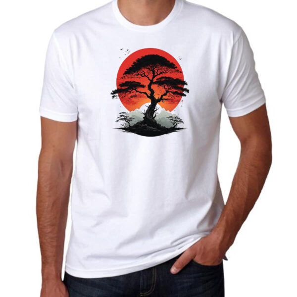 Camiseta Unissex Bonsai sunset art - Imagem 3