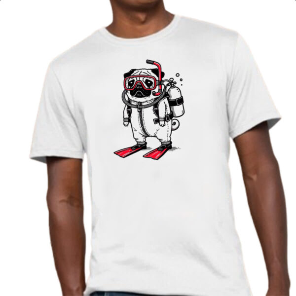 Camiseta Unissex Pug Mergulhador - Imagem 4