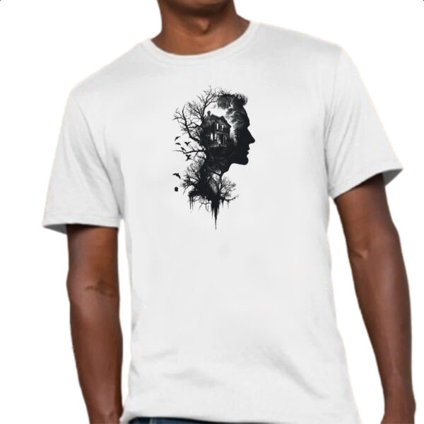 Camiseta Unissex Silhueta Cabana na Floresta - Imagem 4