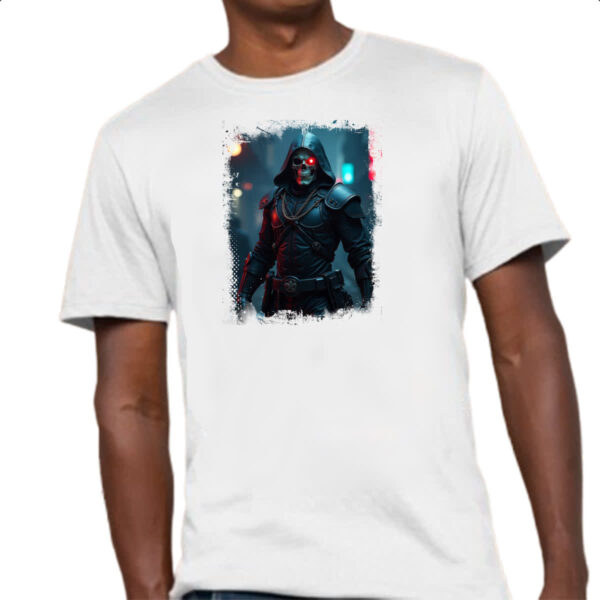 Camiseta Unissex Guerreiro Esqueleto Cyperpunk - Imagem 4