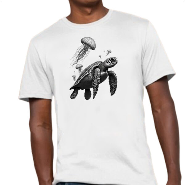 Camiseta Unissex Tartaruga Marinha e Aguas vivas - Imagem 4