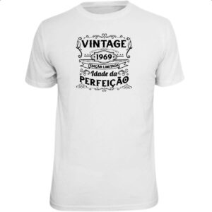 Camiseta Unissex Vintage idade perfeicao 1969