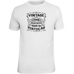 Camiseta Unissex Vintage idade perfeicao 1998