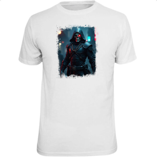 Camiseta Unissex Guerreiro Esqueleto Cyperpunk