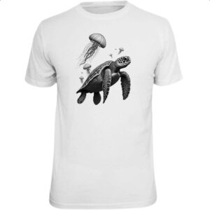Camiseta Unissex Tartaruga Marinha e Aguas vivas