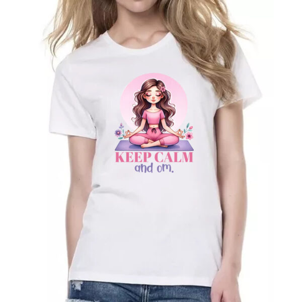 Camiseta Baby Look Keep Calm and OM - Imagem 2