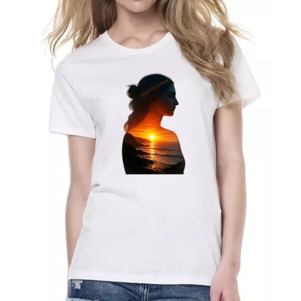 Camiseta Baby Look Silhueta mulher sunset - Imagem 2