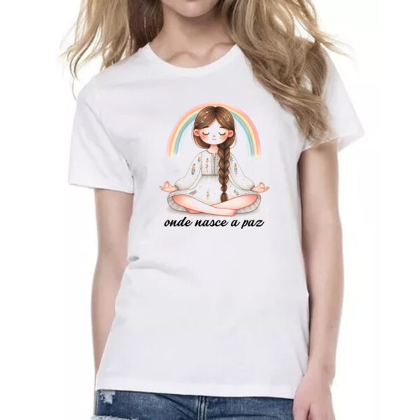 Camiseta Baby Look Yoga onde nasce a paz - Imagem 2