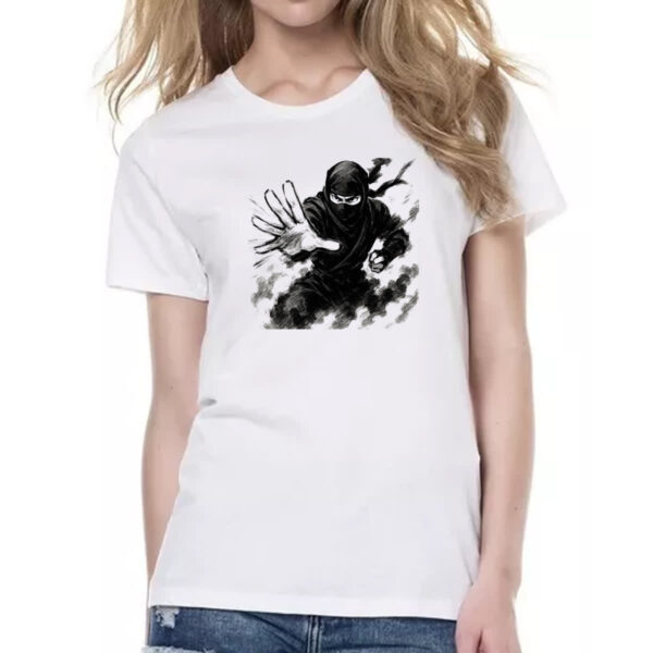 Camiseta Baby Look Ninja Smoke Grafite Arte - Imagem 2