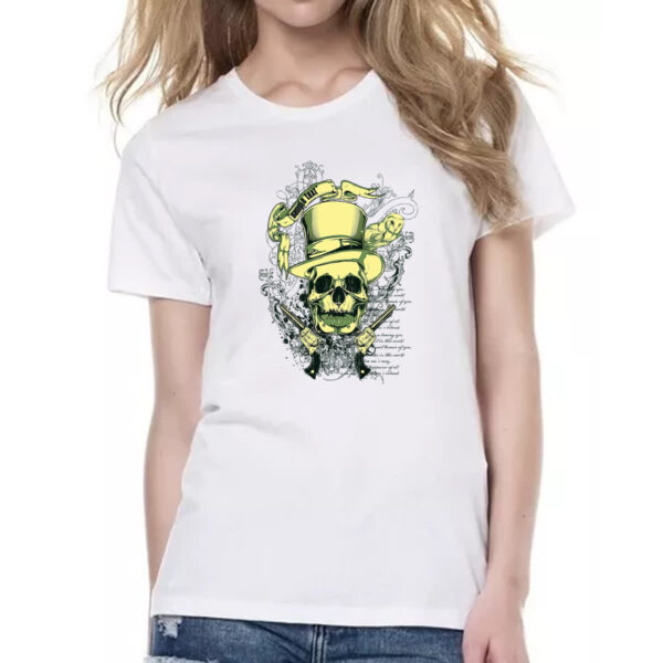 Camiseta Baby Look Caveira e revolveres - Imagem 2