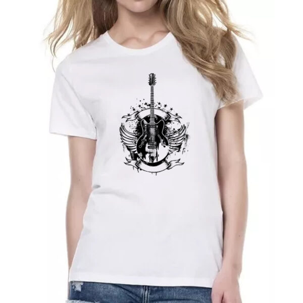 Camiseta Baby Look Guitarra asas vintage - Imagem 2