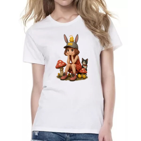 Camiseta Baby Look Menina Cute Cogumelos - Imagem 2