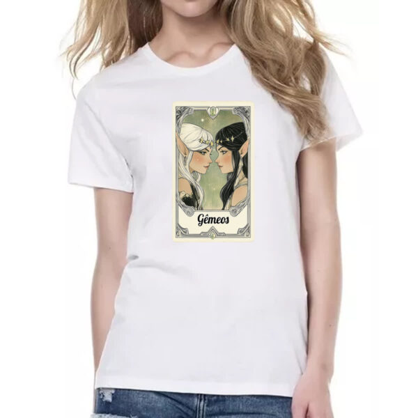 Camiseta Baby Look Carta Taro Signo Gemeos - Imagem 2