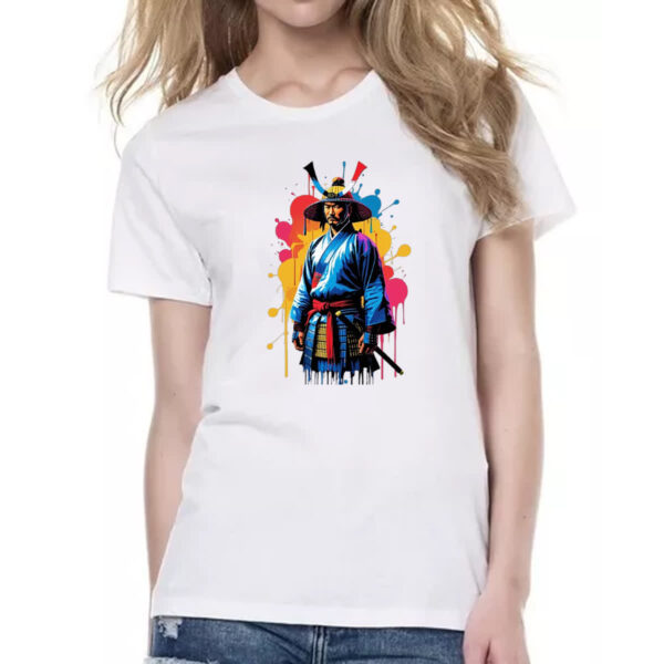 Camiseta Baby Look Samurai color style art - Imagem 2