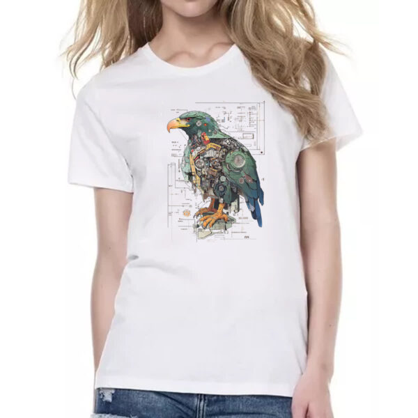 Camiseta Baby Look Aguia Mecanica Interna Cyberpunk - Imagem 2