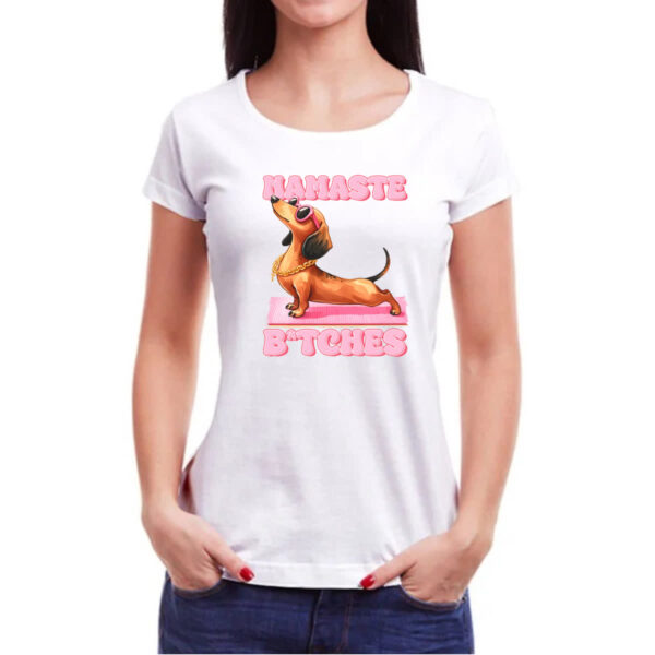 Camiseta Baby Look Namaste Dachshund - Imagem 3