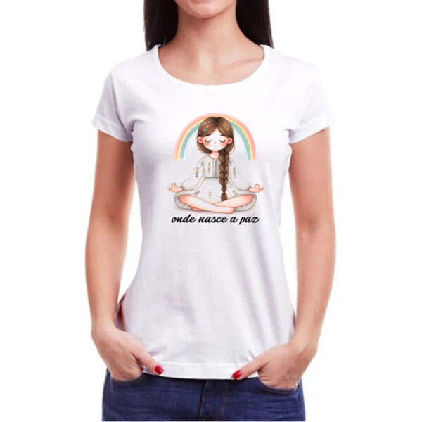 Camiseta Baby Look Yoga onde nasce a paz - Imagem 3