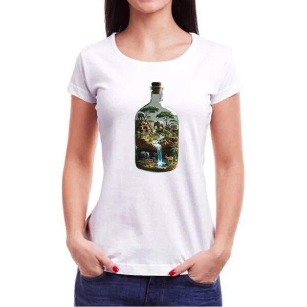 Camiseta Baby Look Oasis Africano na Garrafa - Imagem 3