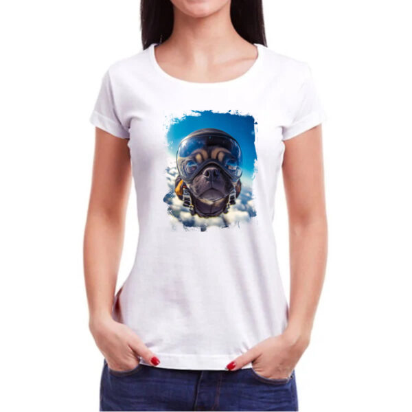 Camiseta Baby Look Pug paraquedista - Imagem 3