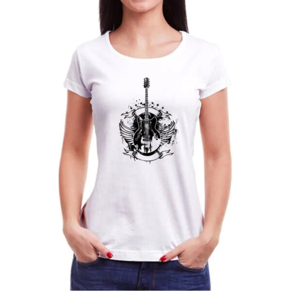 Camiseta Baby Look Guitarra asas vintage - Imagem 3
