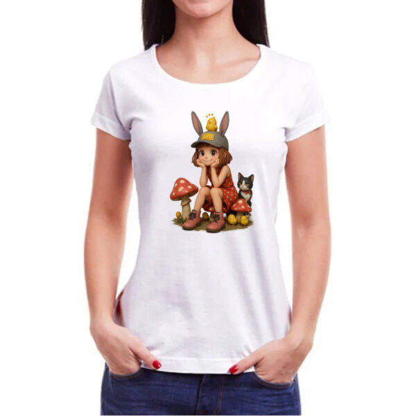 Camiseta Baby Look Menina Cute Cogumelos - Imagem 3