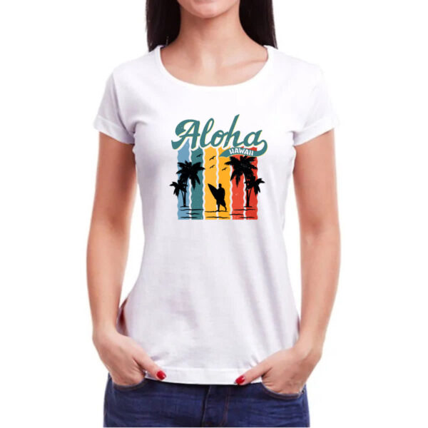Camiseta Baby Look Aloha Hawaii Vintage Style - Imagem 3