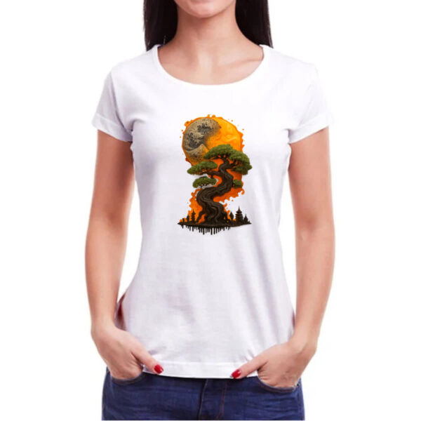 Camiseta Baby Look Bonzai sunset fire art - Imagem 3
