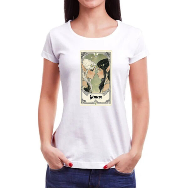 Camiseta Baby Look Carta Taro Signo Gemeos - Imagem 3