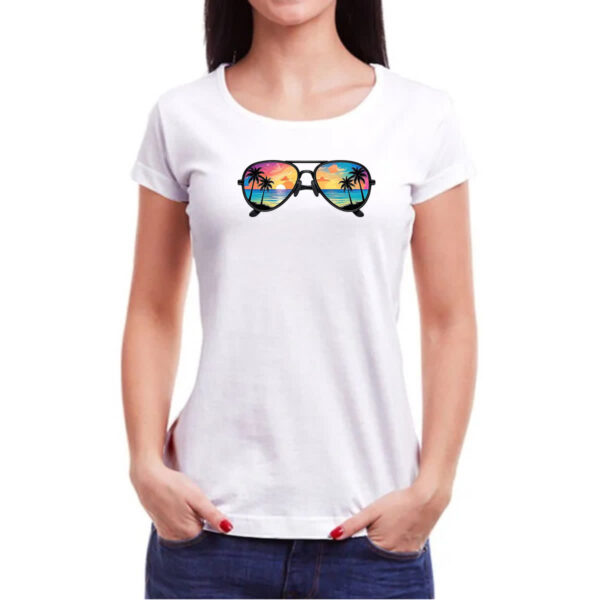 Camiseta Baby Look Oculos reflexo sunset - Imagem 3